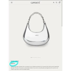 $395 NWT Giarite Silver Mini Luna Handbag Crossbody Purse Vegan Evening Formal